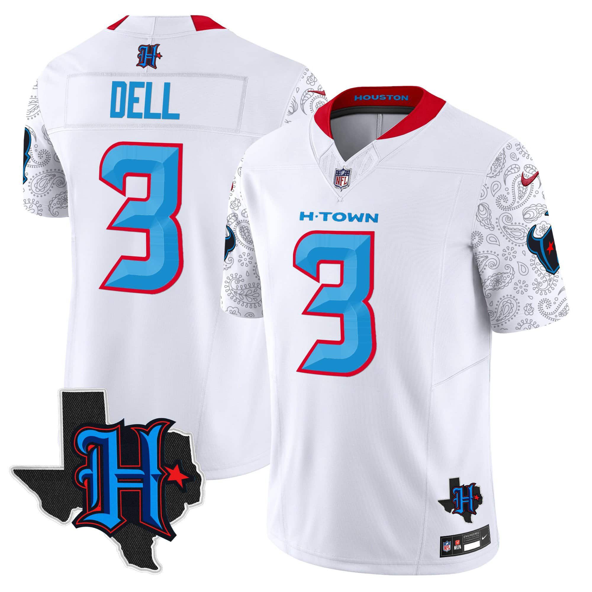 Men Houston Texans #3 Dell White 2024 Nike Texas Patch Vapor Limited NFL Jersey